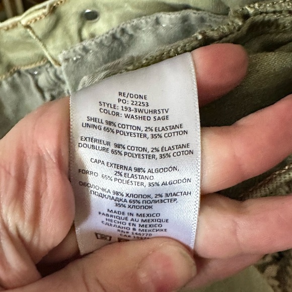 RE/DONE 70s Ultra High Rise Stove Pipe Raw Washed Sage Jeans Size 28 - Picture 8 of 8